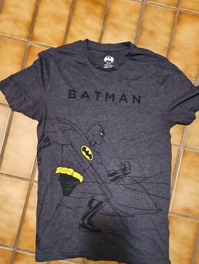 Batman Short Sleeve Tee - Dark Heather Gray with Yellow Accent